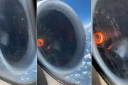 【飛行機】飛行中にエンジン内部に部品が落ち、エンジンが火花を散らしている様子を撮影した動画が話題に…！