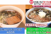 日本「アメリカの物価が高すぎる、蕎麦が3400円もするらしい」