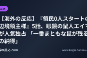 【海外の反応】『領民0人スタートの辺境領主様』5話、眼鏡の鼠人エイマが人気独占 「一番まともな鼠が残るの納得」