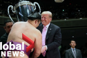 日本の相撲を見て笑顔が絶えないトランプ大統領。外国人「日本とアメリカの親友の証だ！」