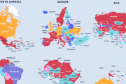 各国で最も多い名字を示した地図（海外の反応）