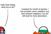 【セルビア】ハロウィーンの飾り付け【ポーランドボール】
