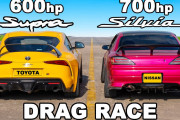 【海外の反応】700馬力のシルビアと600馬力のスープラでドラッグレースしてみた！