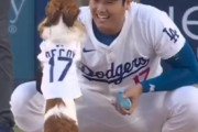 【マミコ発見！】大谷翔平とデコピン始球式を優しく見守る可愛いママ