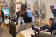 旦那たちが遊んでるPS4を突然破壊する奥さん！呆然とする男性陣…その後、歓喜に変わる！