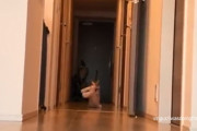 どんなクリーチャーが迫ってくるかと思えば...猫がぬいぐるみをくわえて運ぶ様子があまりにもシュール