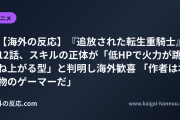 【海外の反応】『追放された転生重騎士』12話、スキルの正体が「低HPで火力が跳ね上がる型」と判明し海外歓喜 「作者は本物のゲーマーだ」