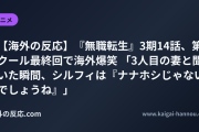 【海外の反応】『無職転生』3期14話、第1クール最終回で海外爆笑 「3人目の妻と聞いた瞬間、シルフィは『ナナホシじゃないでしょうね』」