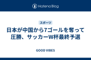 日本が中国から7ゴールを奪って圧勝、サッカーW杯最終予選