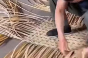 スリランカの伝統的な竹職人がマットを編む一部始終