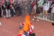 海外「アメリカでアメリカ国旗を燃やすパレスチナ支持者達」