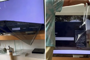 新品のテレビを購入。画面の保護フィルムだと思って剥がしたらこうなった