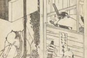 【海外の反応】日本の1834年の木版本「強烈な臭いを避けるために鼻を覆う男たち」　海外の反応「なんという傑作だ、公衆トイレは現在でも当てはまる」