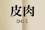 外国人「どうして日本語では皮＋肉で皮肉と表現するんだ？？？」