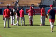 大谷翔平がエンゼルス選手と談笑、負傷降板したサンドバルとも再会を果たす