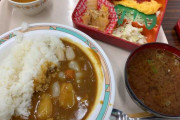 日本の社員食堂の250円の昼食→海外「俺が普段食ってる昼食よりかなり良くて草」「2ドルにしては量も質もかなりのものだね」「カレーに入ってる小さな白いものは何？」
