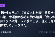 【海外の反応】『追放された転生重騎士』13話、幸運値の強さに海外納得 「会心率、ドロップの質、レア敵の出現。運こそ最も壊れたステータスだ」
