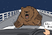 北海道の橋の上で「巨大ヒグマが車を襲撃する映像」が恐ろしすぎる！【タイ人の反応】