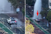 消火栓から大量の水が噴出、どうしていいのかわからず現場で立ち往生する自動運転タクシー