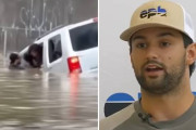 【海外】英雄が女性を救う！水没する車の窓を叩き割った奇跡の瞬間