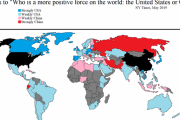 世界はアメリカと中国どっちが好きかという地図を見てみよう