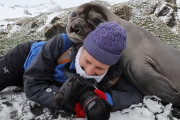 寝転がって野生動物を撮影していた女性→アザラシに伸し掛かられエライコッチャ！