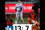 大谷翔平がジャイアンツ戦で第49号ホームラン　ドジャース史上最長ホームラン　【海外の反応】