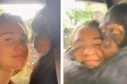 美女にデレ顔。「お顔すりすり」されるチンパンジーがうらやましい(アメリカ)