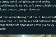 海外「アメリカが日本に比べてなぜ犯罪率が高いのか興味深い仮説を立てている人がいるようだが」